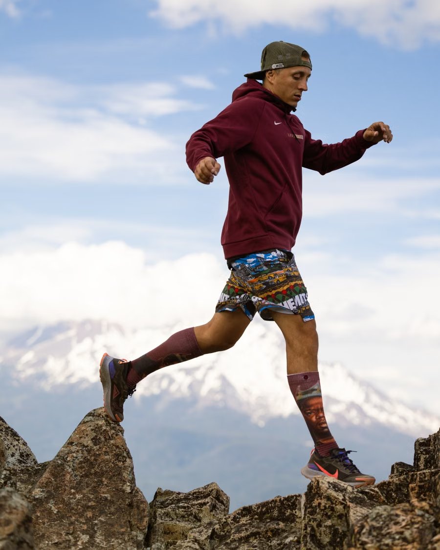 Windbreaker on a mountain ridge